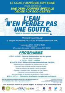 Affiche l'Eau n'en perdez pas une goutte- asnières red